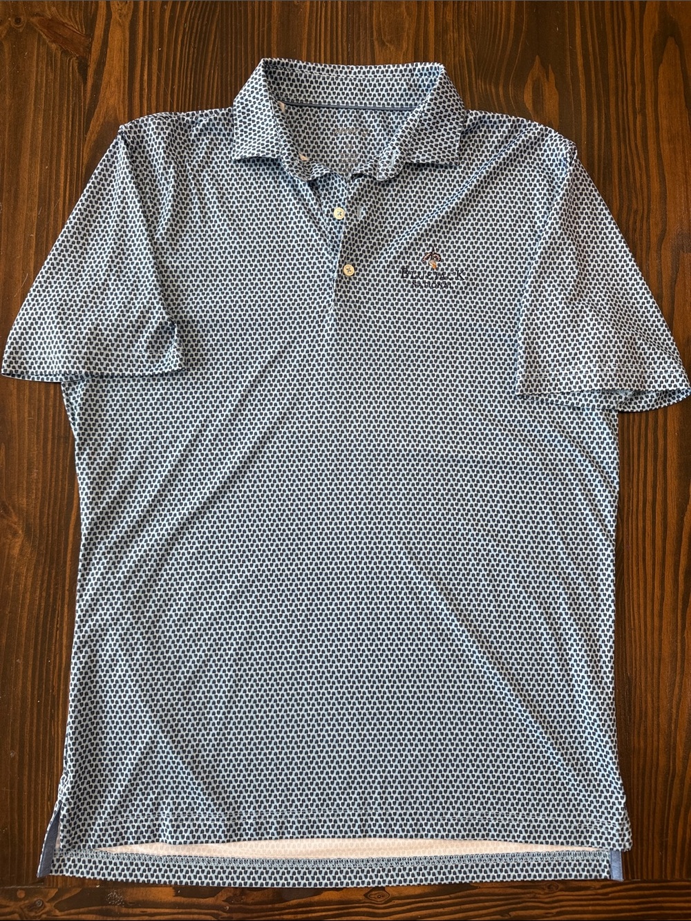 Johnnie-O Golf Polo Blue Patterned Shirt Men’s Size Medium Bluejack Logo